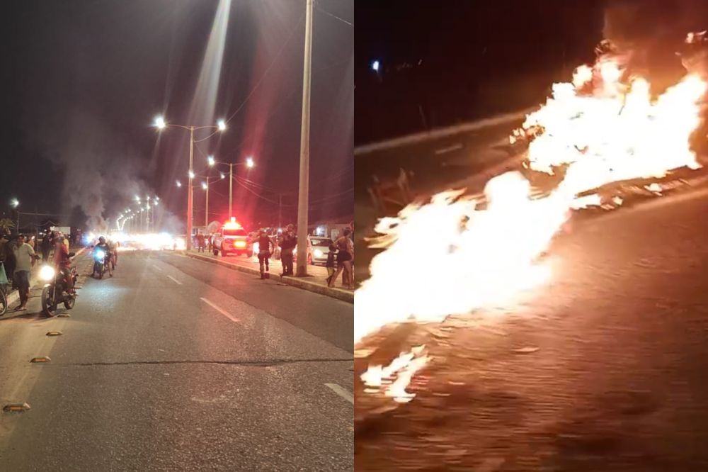 PM desobstrui avenida após membros de invasão queimarem pneus em Teresina