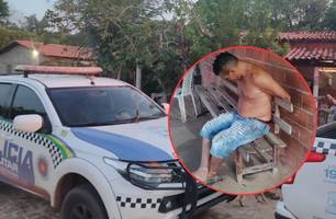 PM prende 'Peba', que ameaçava cortar cabeça dos vizinhos em povoado de Nazária (Foto: Conecta Piauí) PM prende 'Peba', que ameaçava cortar cabeça dos vizinhos em povoado de Nazária (Foto: Conecta Piauí)