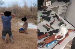 Polícia Militar prende cinco suspeitos e apreende arsenal na BR-135 em Corrente (Foto: Reprodução)