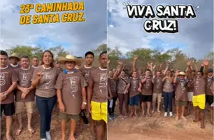 Prefeita Camila Barbosa renova fé na 23ª Caminhada de Santa Cruz dos Milagres (Foto: Reprodução)