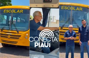 Prefeito Agamenon entrega ônibus escolar e anuncia própria em Ribeiro Gonçalves (Foto: Reprodução)