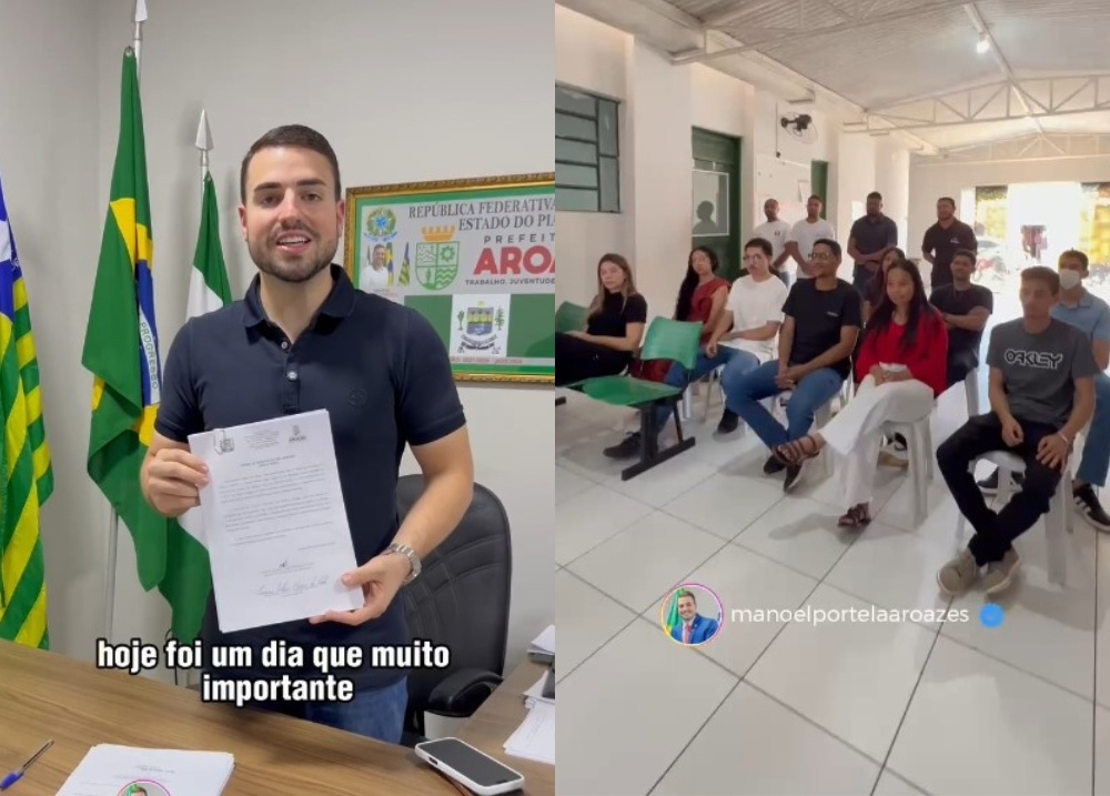 Prefeito Manoel Portela empossa dez novos jovens aprendizes em Aroazes