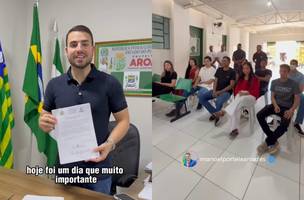Prefeito Manoel Portela empossa dez novos jovens aprendizes em Aroazes (Foto: Reprodução)