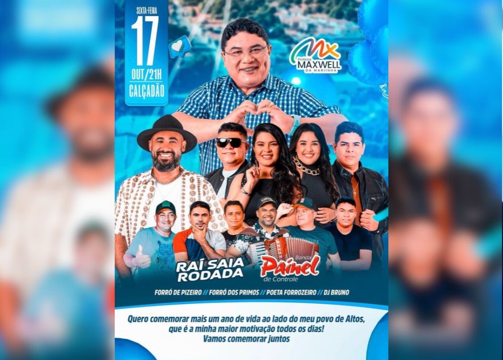 Programação de festa gratuita em Altos