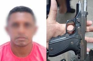 Suspeito é detido com arma de uso restrito no centro comercial de Campo Maior (Foto: Divulgação/PMPI)