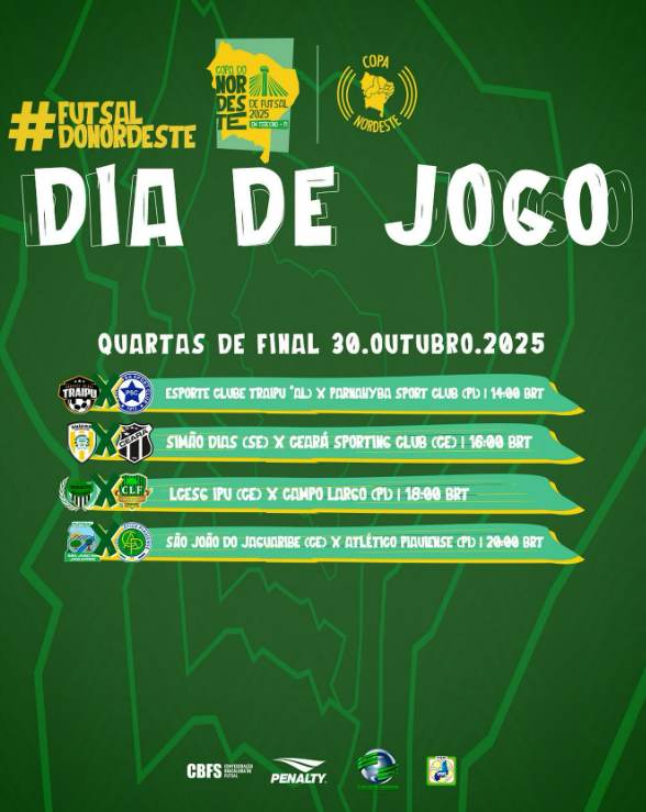 Veja quais times piauienses disputam quartas de final da Copa Nordeste de Futsal
