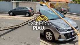 Caminhão derruba poste, atinge carro e interdita avenida na zona Leste de Teresina (Foto: Reprodução)