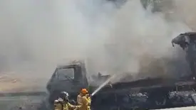 Caminhão incendeia e mobiliza equipes de emergência na BR-316 (Foto: Reprodução)