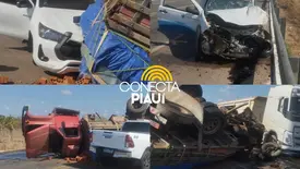 Caminhão tomba após colisão com dois carros na BR-343, em Campo Maior (Foto: Reprodução)