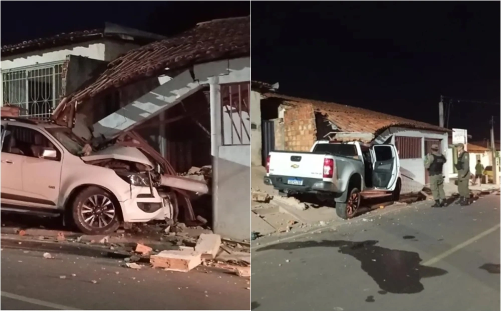 Caminhonete destrói três casas em Bom Jesus; motorista foge após acidente
