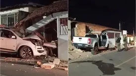 Caminhonete destrói três casas em Bom Jesus; motorista foge após acidente (Foto: Reprodução)
