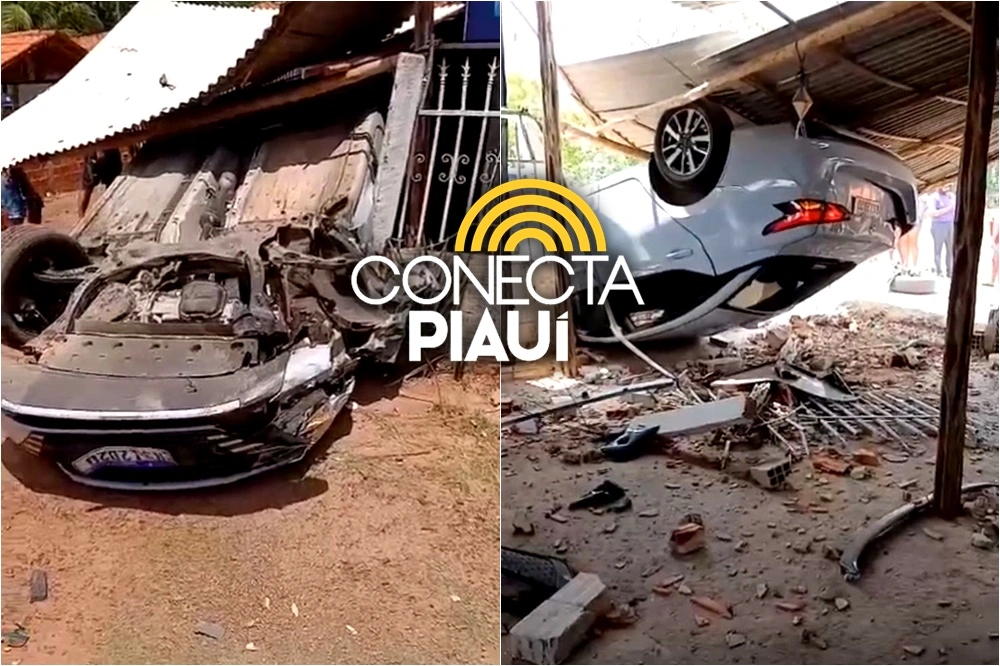 Carro capota, invade bar e destrói estabelecimento na zona rural de Teresina