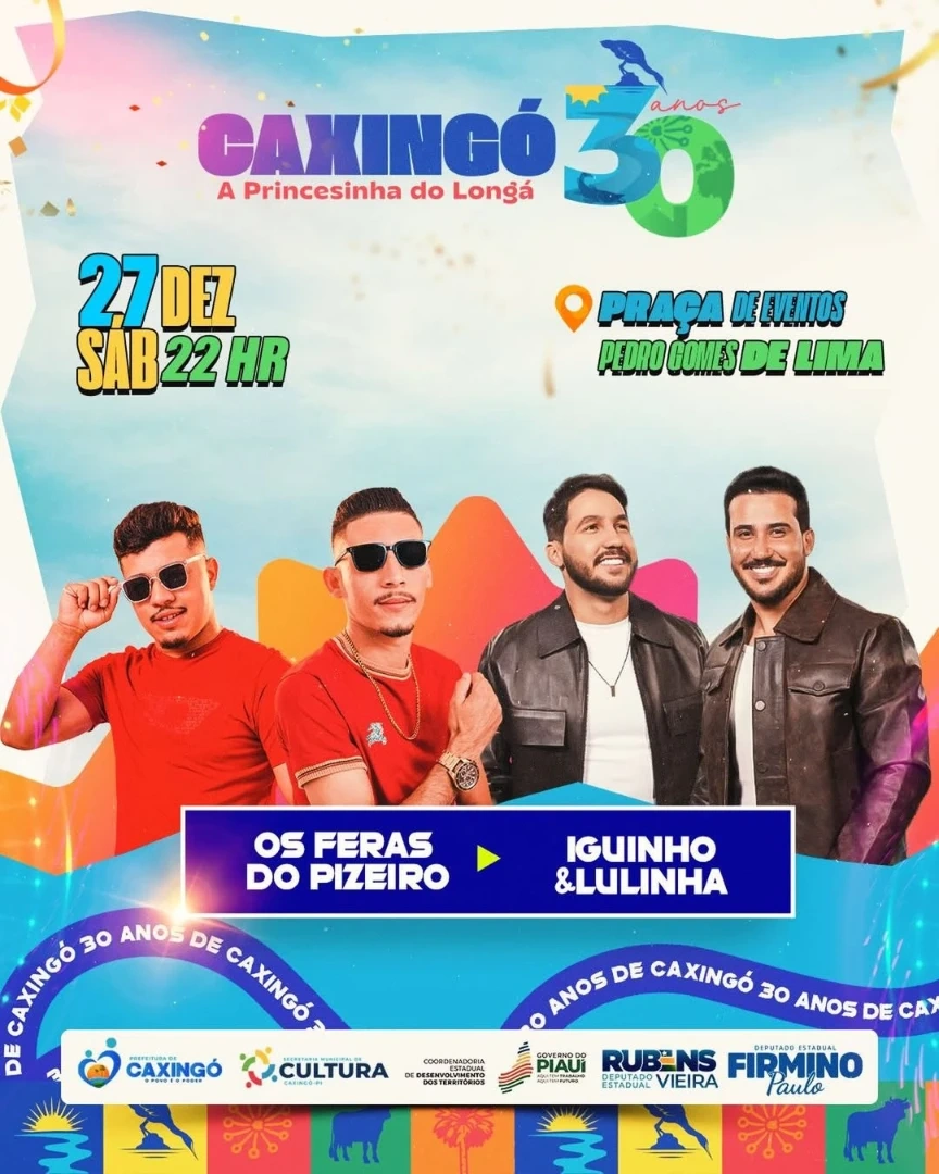 Caxingó celebra 30 anos com shows especiais no dia 27 de dezembro