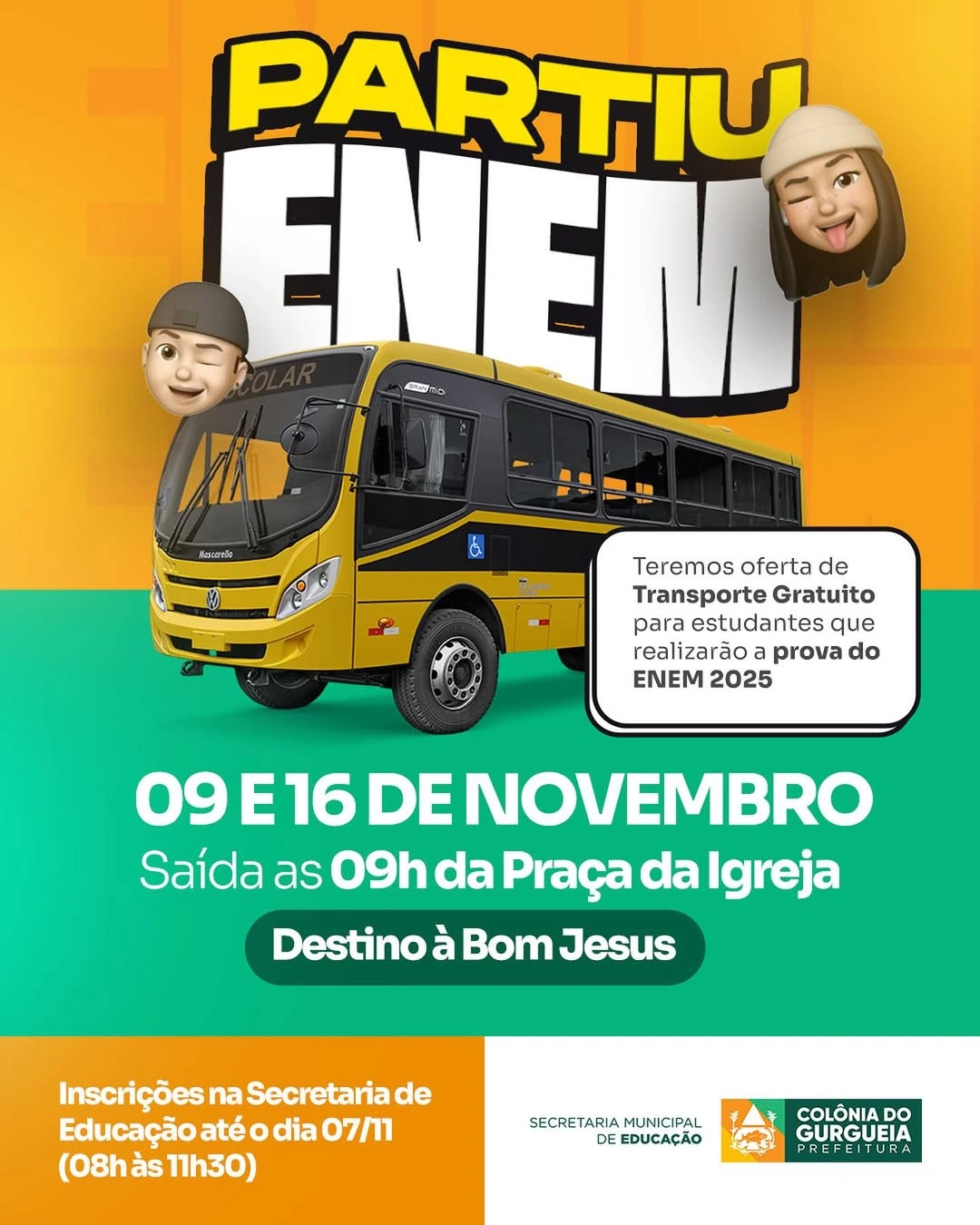 Colônia do Gurgueia garante transporte gratuito para estudantes do Enem