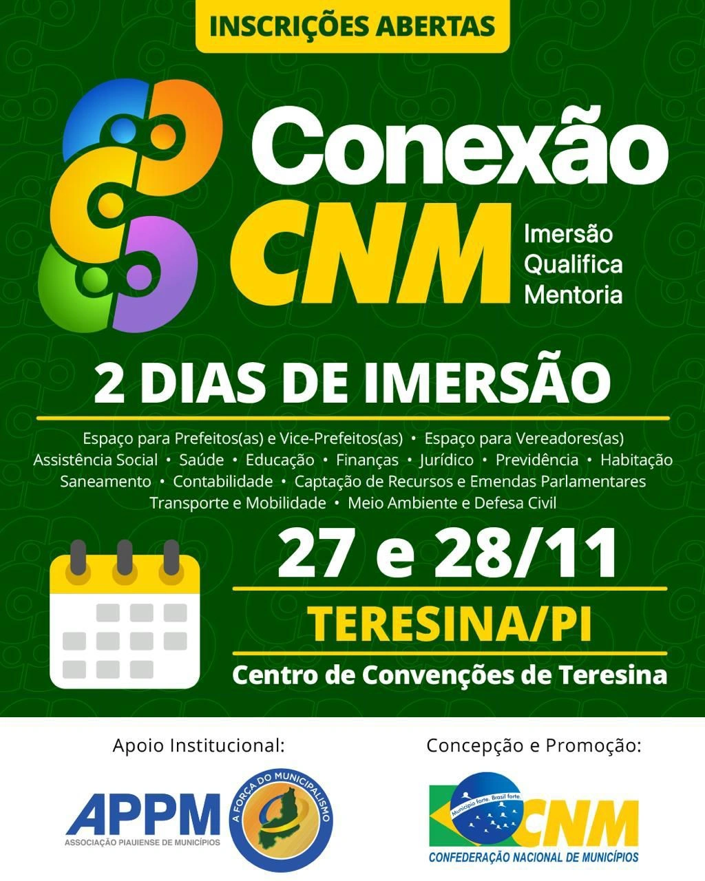 Conexão CNM Piauí será realizado nos dias 27 e 28 de novembro em Teresina