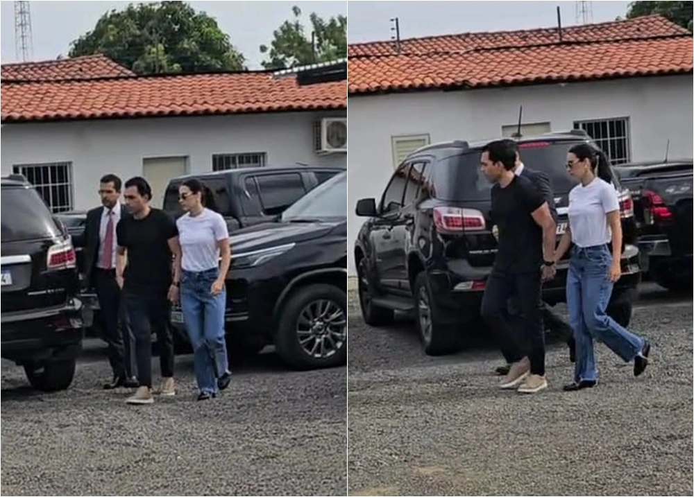 Empresário Danillo Coelho e Thayres Leite chegam ao DRACO para prestar depoimento