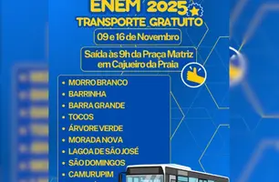 ENEM 2025: Cajueiro da Praia disponibiliza transporte gratuito a estudantes (Foto: Reprodução)
