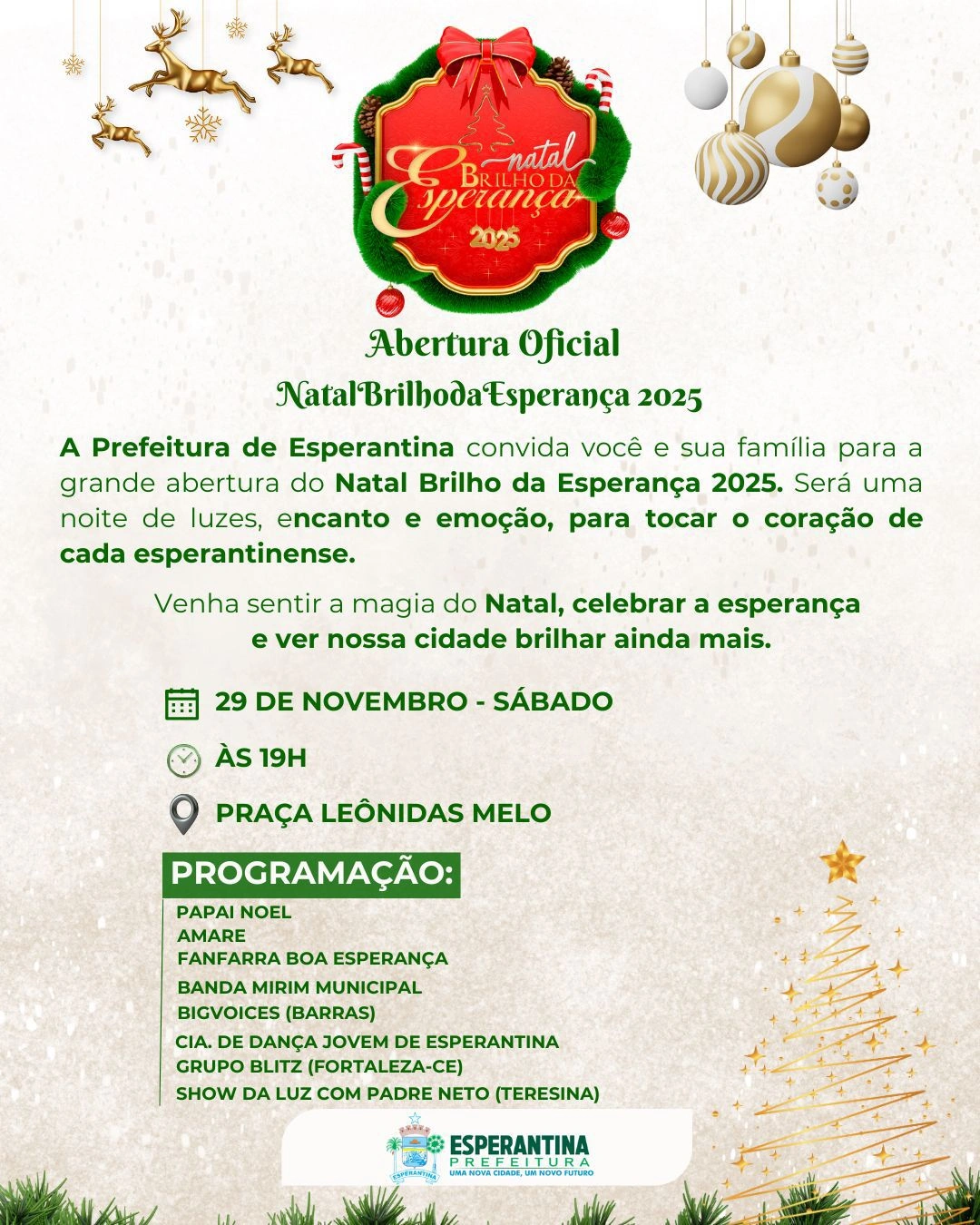 Esperantina abre o Natal Brilho da Esperança 2025 com grande festa