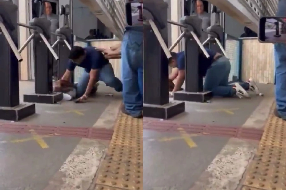 Estudante se arrasta por debaixo do portão e entra antes do fechamento em Cuiabá