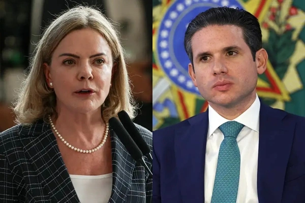 Gleisi Hoffmann e Hugo Motta