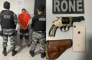 Homem é preso com revólver após tentar fugir da polícia na zona Norte de Teresina (Foto: Divulgação/RONE)