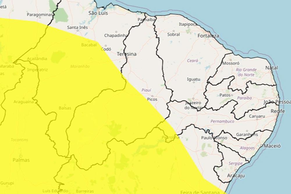 INMET emite alerta de chuvas intensas e ventos fortes para várias regiões do Piauí