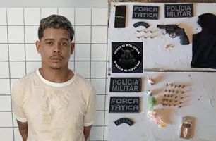 Jovem é preso com drogas e arma enterrada em terreno em Luís Correia (Foto: Reprodução)