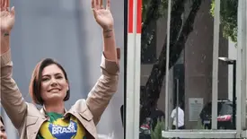 Michelle visita Bolsonaro na PF após autorização e clima tenso em Brasília (Foto: Reuters/Amanda Perobelli e Conecta Piauí)