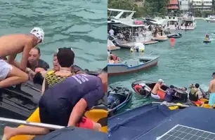 'Milagre estar viva': mulher é resgatada após ser sugada por motor de jetski em SC (Foto: Reprodução)