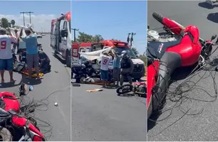 Motociclista fica em estado grave após se enroscar em fio baixo em Parnaíba (Foto: Reprodução)