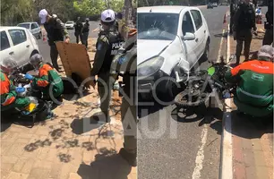 Motoqueiro e passageiro são arrastados por carro após colisão em Teresina (Foto: Reprodução)