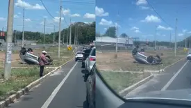Mulher e criança ficam feridas após capotamento de carro na BR-343, em Teresina (Foto: Reprodução)