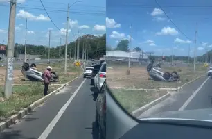 Mulher e criança ficam feridas após capotamento de carro na BR-343, em Teresina (Foto: Reprodução)