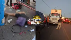 Mulher morre e marido fica ferido após colisão com caminhão na Ponte da Tabuleta (Foto: Conecta Piauí)