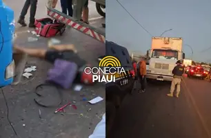 Mulher morre e marido fica ferido após colisão com caminhão na Ponte da Tabuleta (Foto: Conecta Piauí)