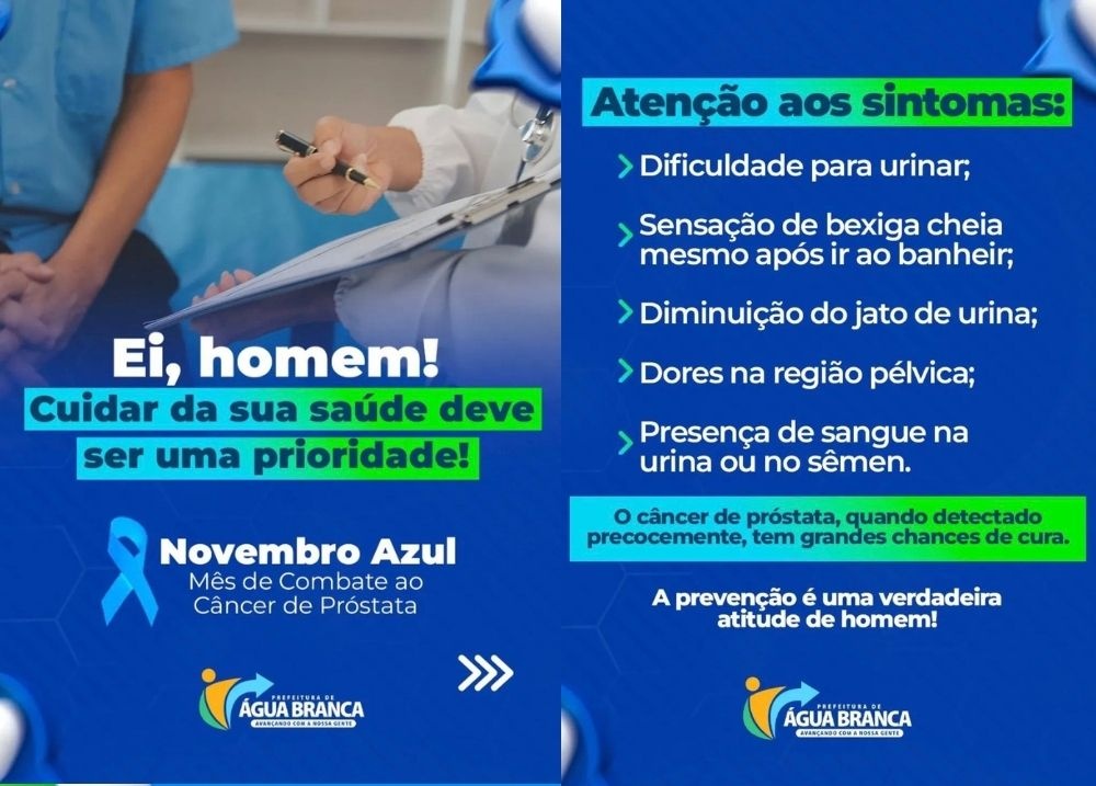 Novembro Azul: Água Branca alerta para sintomas do Câncer de Próstata