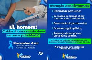 Novembro Azul: Água Branca alerta para sintomas do Câncer de Próstata (Foto: Reprodução)