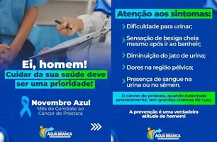 Novembro Azul: Água Branca alerta para sintomas do Câncer de Próstata (Foto: Reprodução)