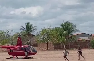 Passageiros são assaltados após helicóptero realizar pouso de emergência no Ceará (Foto: Reprodução)