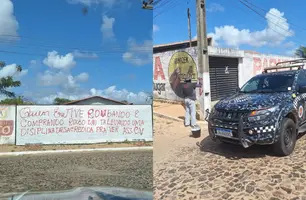 PM apaga pichações com mensagens de facções criminosas em Parnaíba (Foto: Reprodução)