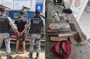 PM apreende drogas, dinheiro e armas brancas durante operação em Cajueiro da Praia (Foto: Reprodução)
