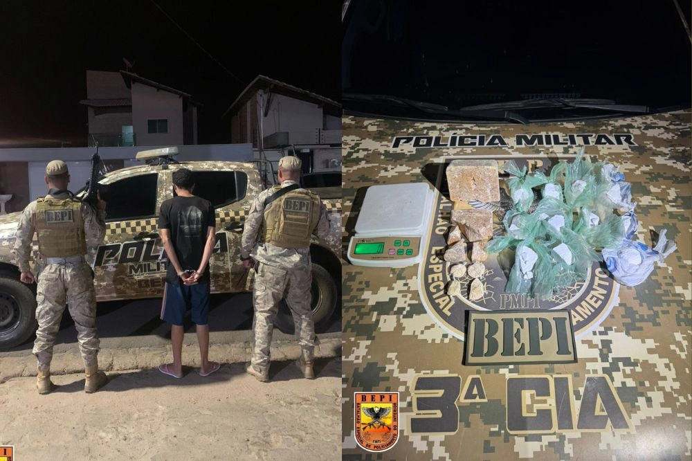 PM apreende drogas e conduz suspeito de tráfico durante ação em Picos