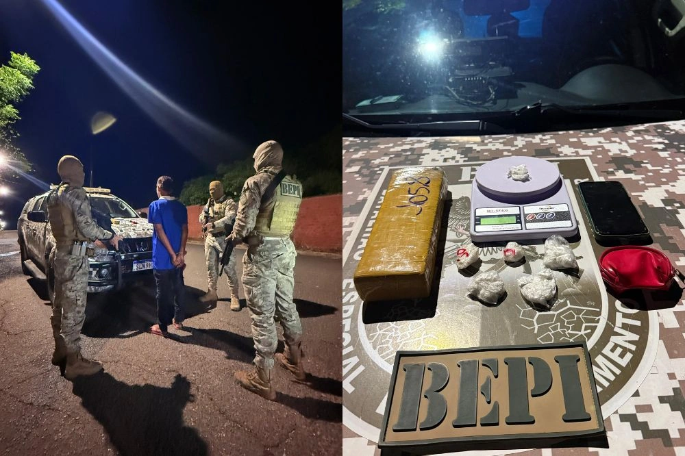 PM apreende drogas e conduz suspeito no Torquato Neto, em Teresina
