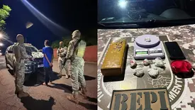 PM apreende drogas e conduz suspeito no Torquato Neto, em Teresina (Foto: Reprodução)