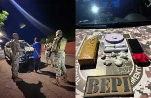 PM apreende drogas e conduz suspeito no Torquato Neto, em Teresina (Foto: Reprodução)