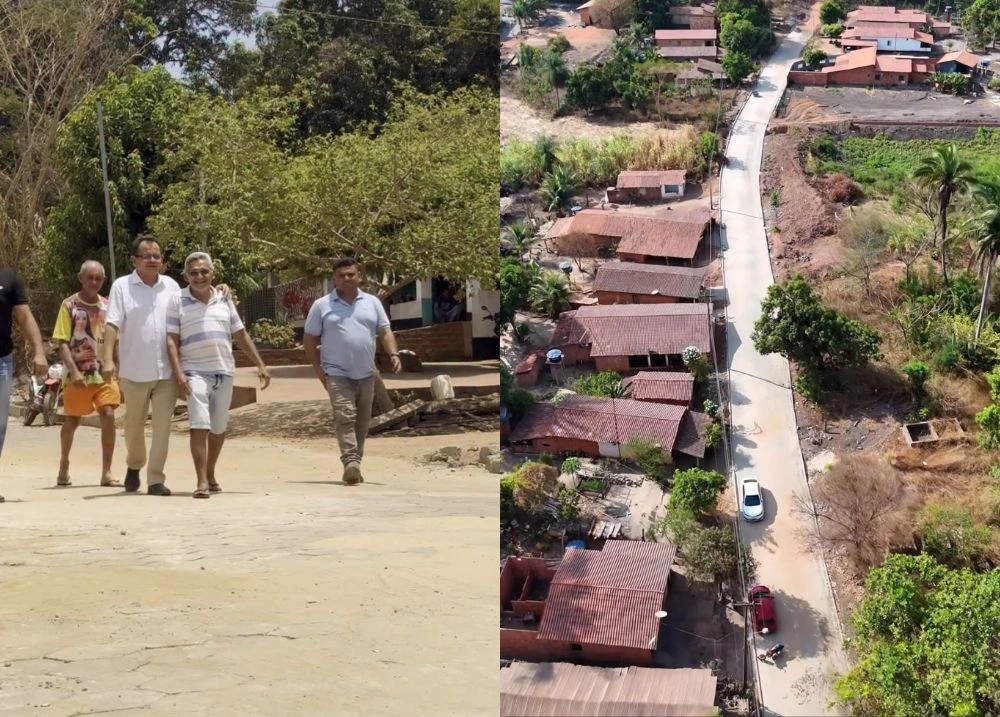 Prefeito de Parnarama acompanha obras de calçamento no povoado Olho D’Água