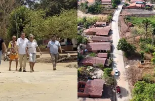 Prefeito de Parnarama acompanha obras de calçamento no povoado Olho D’Água (Foto: Reprodução)