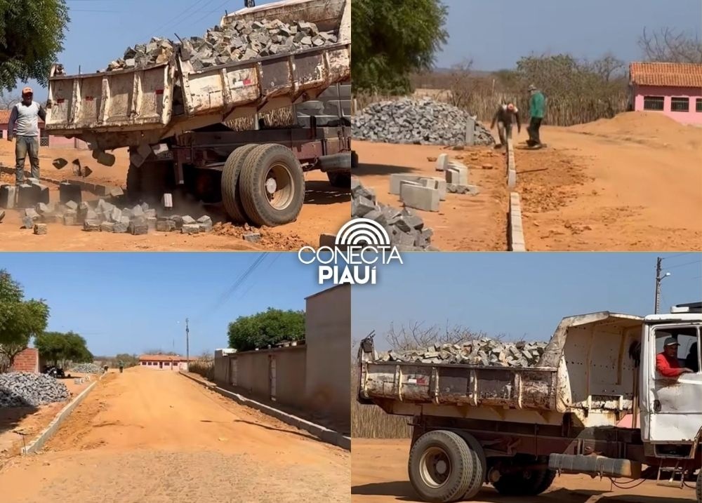 Prefeitura de Anísio de Abreu segue com obras de pavimentação no povoado Fidalgo