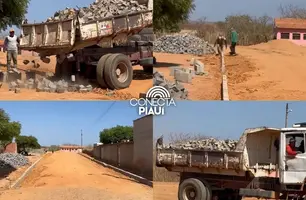 Prefeitura de Anísio de Abreu segue com obras de pavimentação no povoado Fidalgo (Foto: Reprodução)