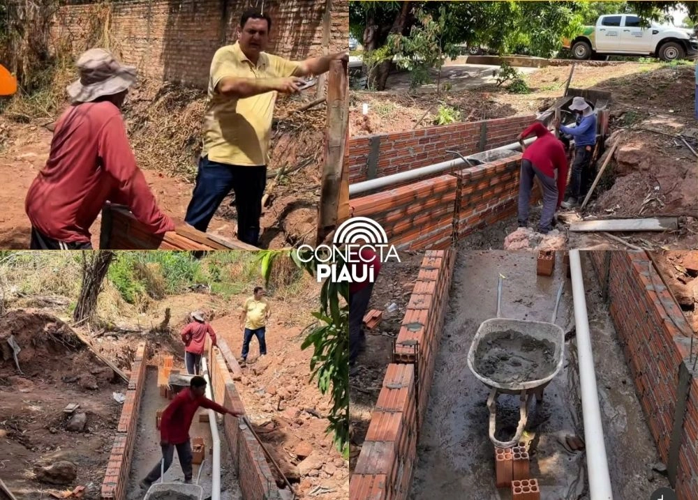 Prefeitura de Bertolínia realiza vistoria da obra de nova galeria